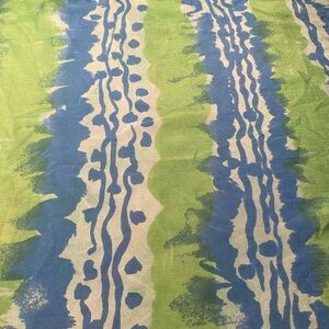 Abstract Green and Blue Patterned Scarf. Signed